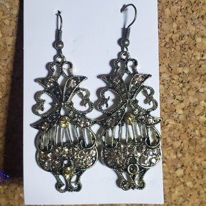 Golden and Metal Abstract Owl Earrings